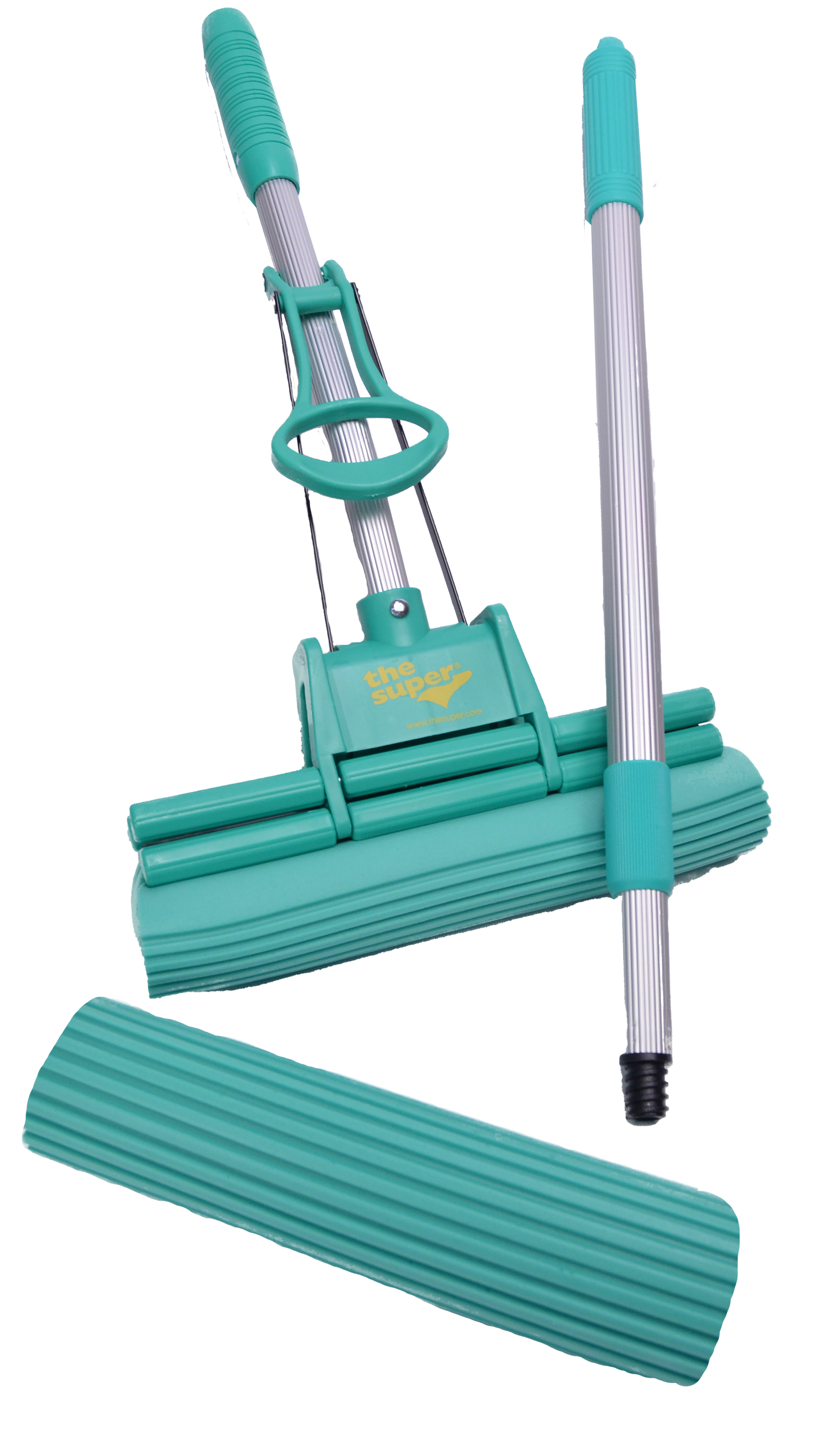 THE SUPER® Standard 11" Double Roller PVA Sponge Mop Set (Mop and 1 Extra Refill)